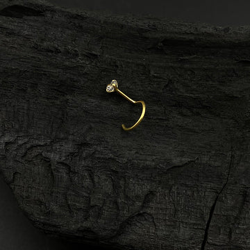Round Zircon Nose Pin (Gold Plated)